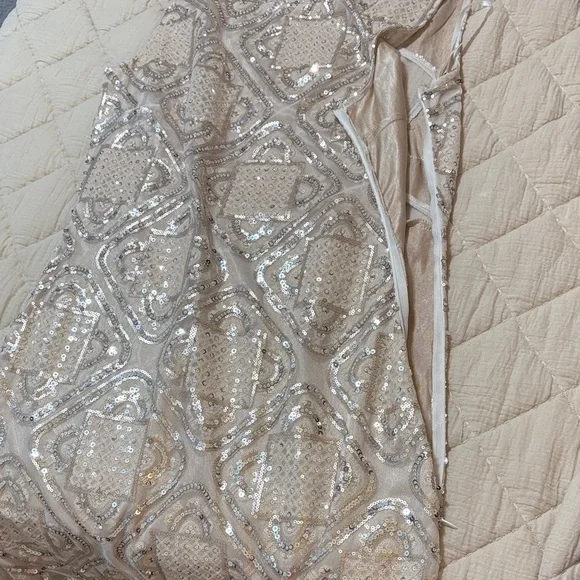 NWT Unique Vintage Beige Sequin Dress with Fringe Size XL - Picture 8 of 14